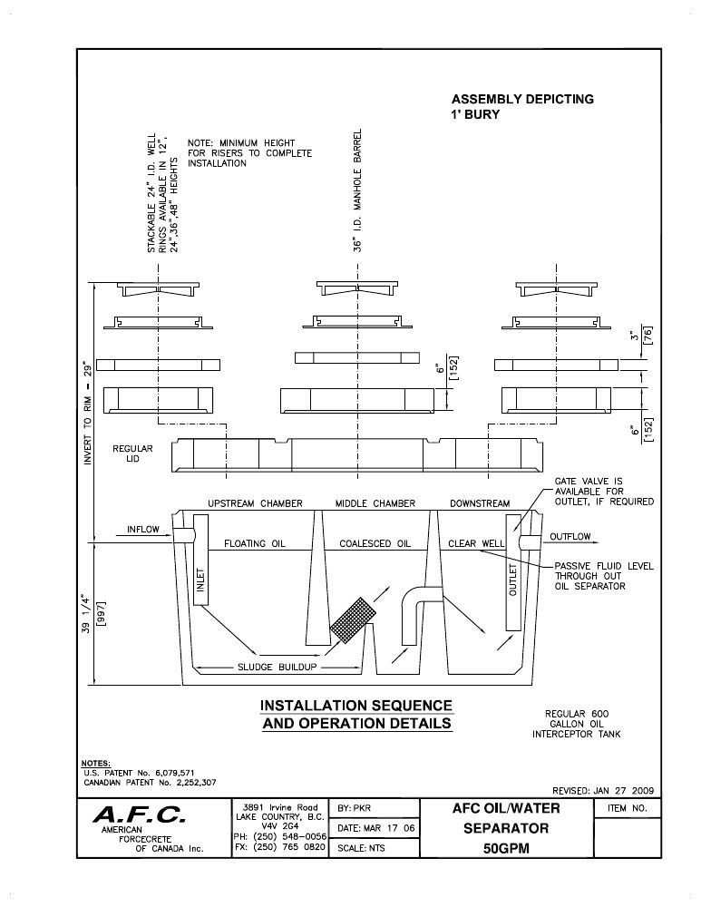 Technical drawing: Riser Assembly - 1 Ft Bury