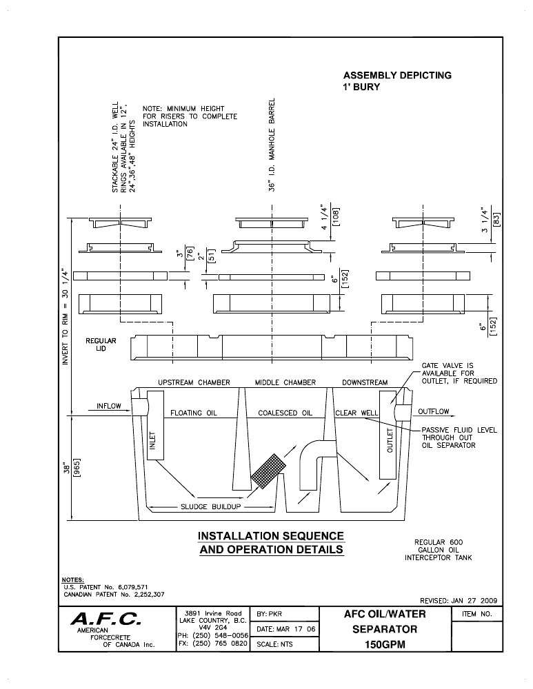 Technical drawing: Riser Assembly - 1 Ft Bury