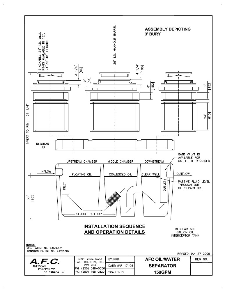 Technical drawing: Riser Assembly - 3 Ft Bury