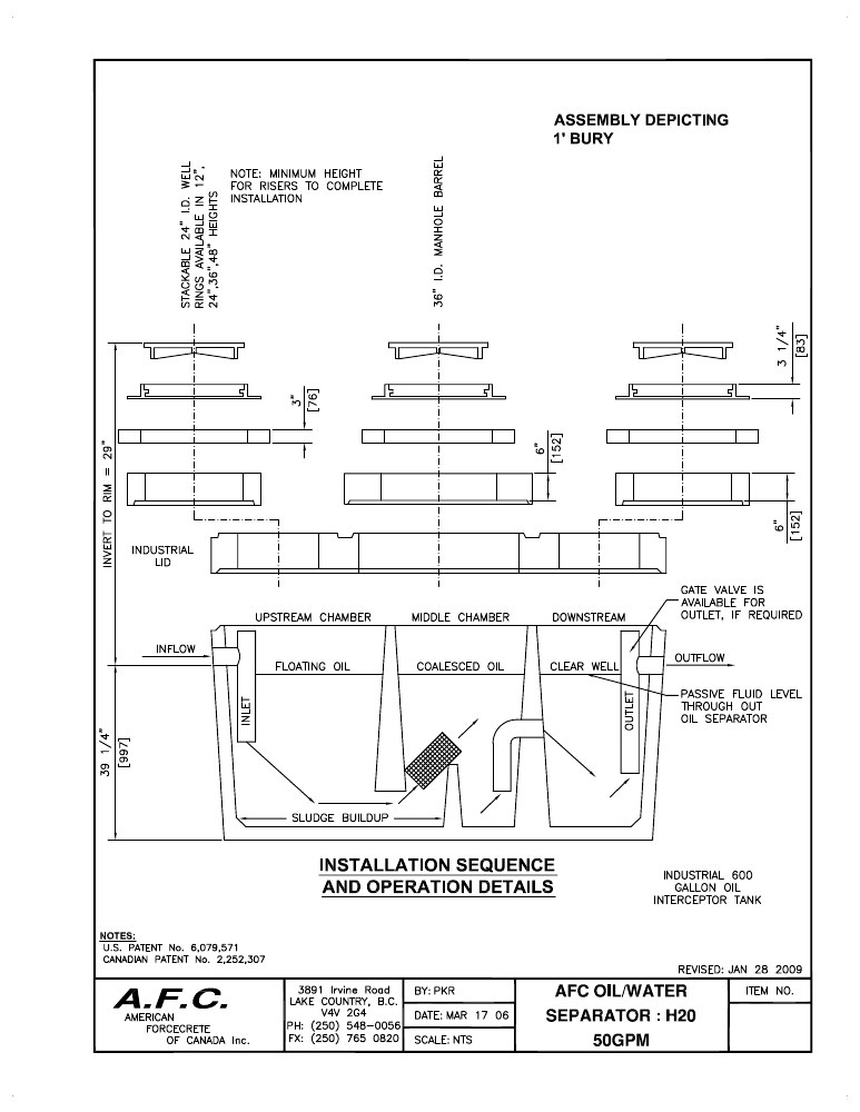 Technical drawing: Riser Assembly - 1 Ft Bury