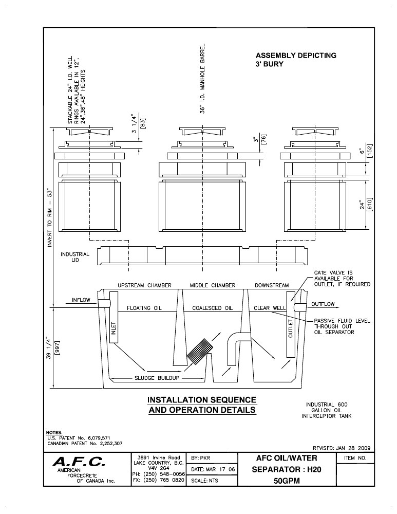 Technical drawing: Riser Assembly - 3 Ft Bury