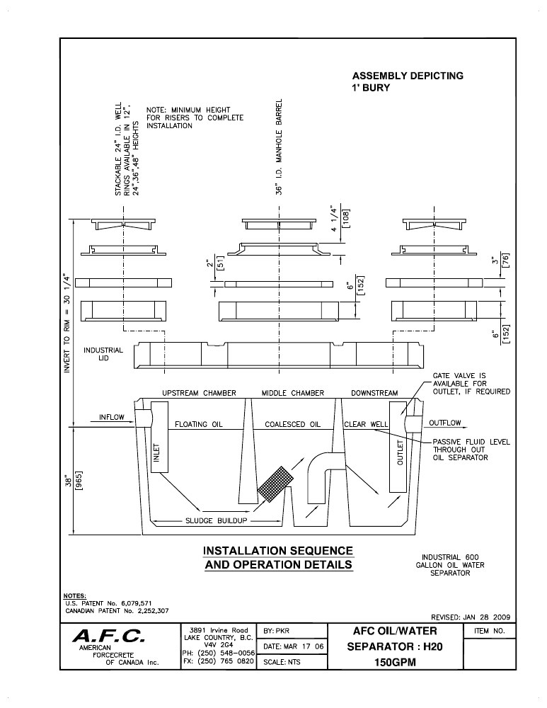 Technical drawing: Riser Assembly - 1 Ft Bury
