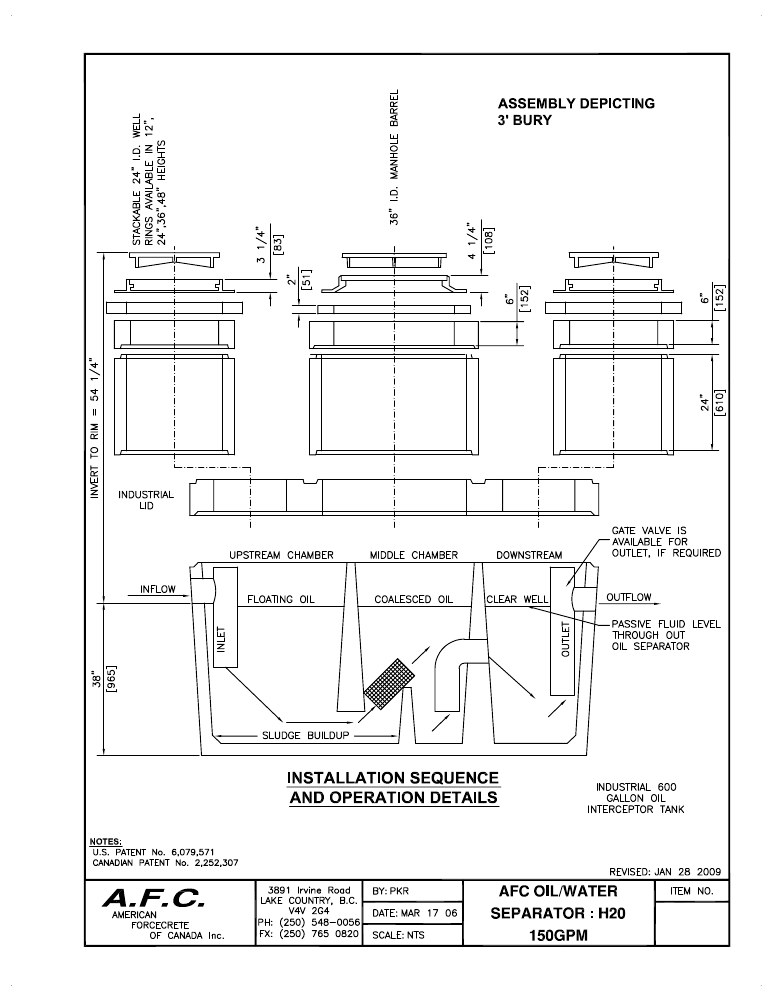 Technical drawing: Riser Assembly - 3 Ft Bury
