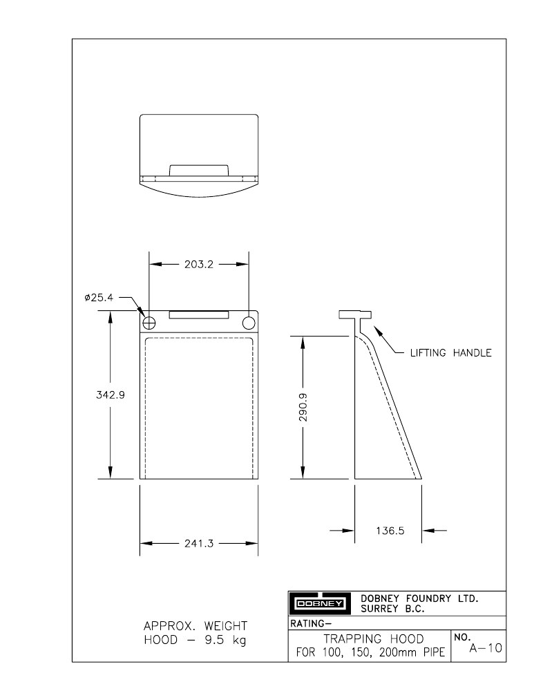 Technical drawing: Trapping Hood