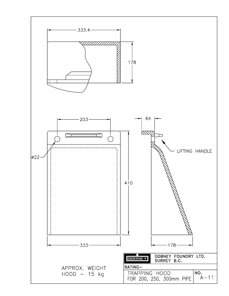 Technical drawing: Trapping Hood