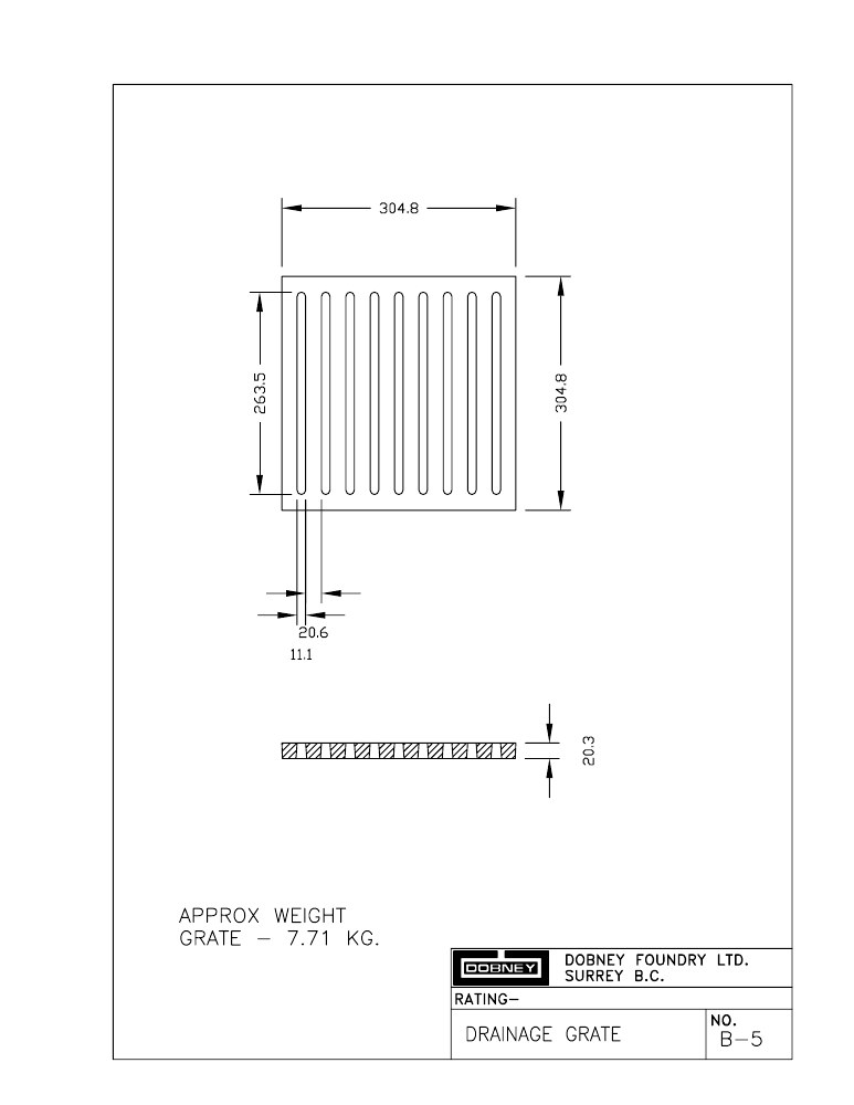 Technical drawing: Grate