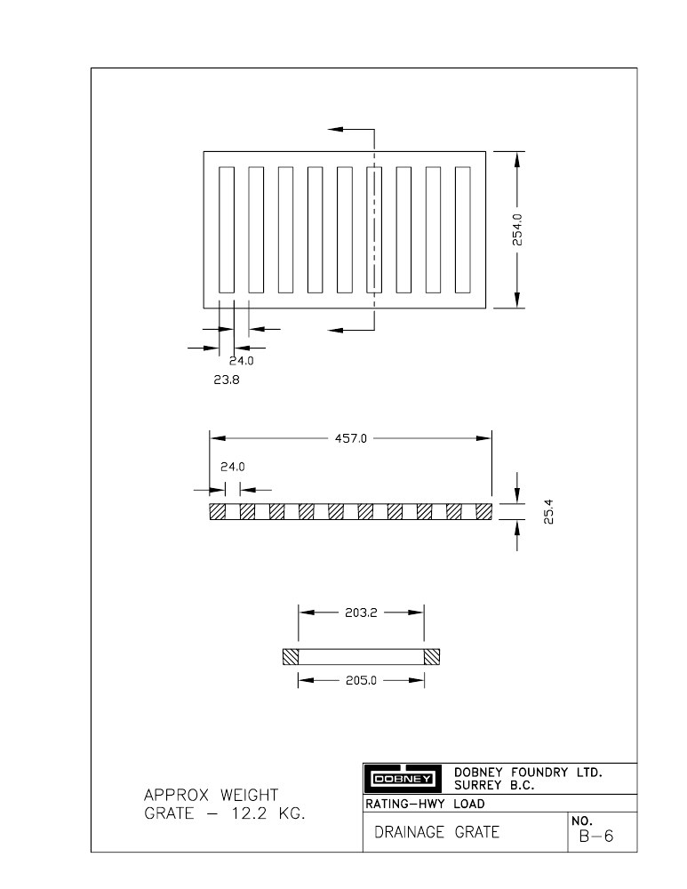 Technical drawing: Grate