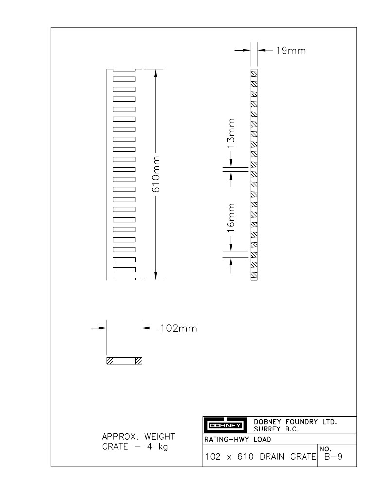 Technical drawing: Grate