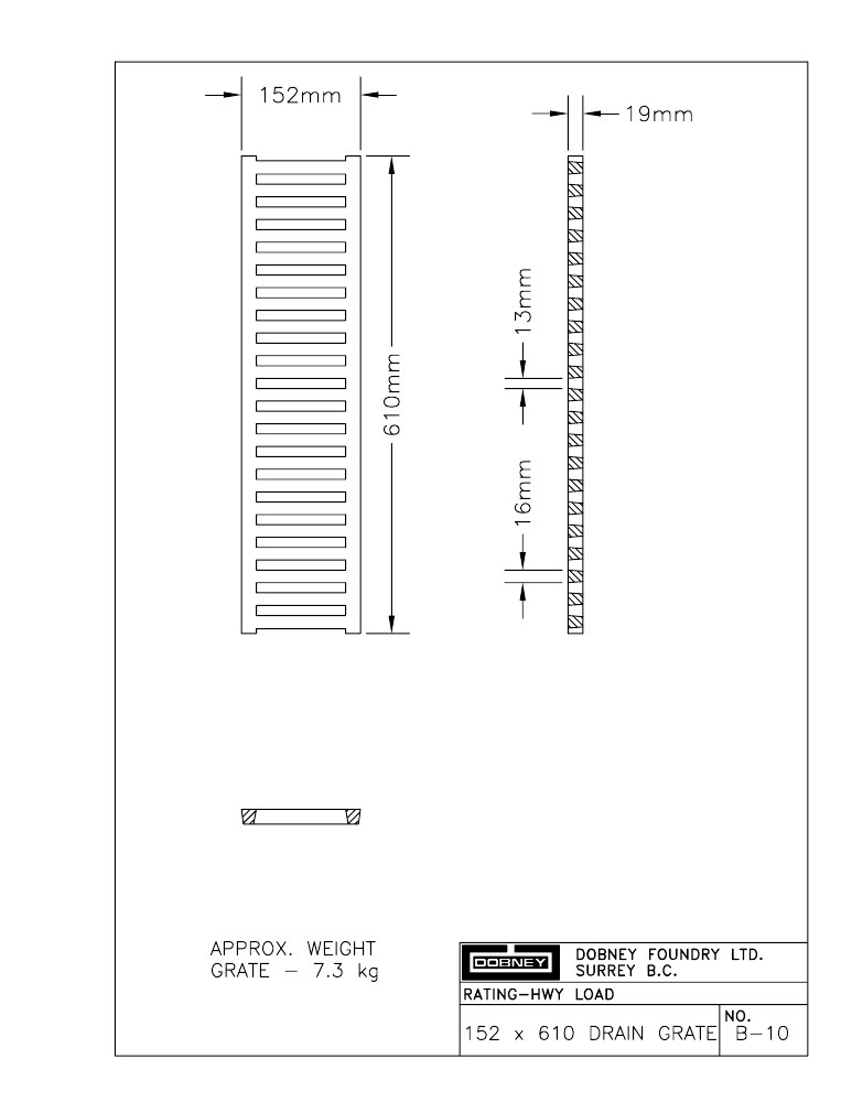 Technical drawing: Grate
