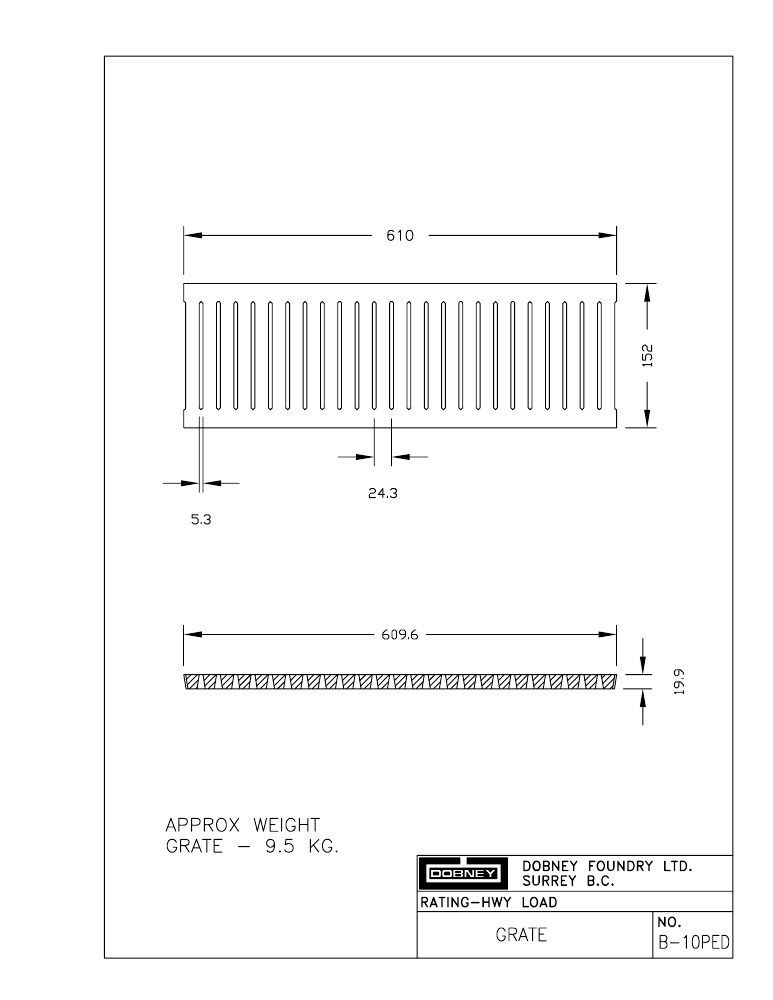 Technical drawing: Pedestrian Grate