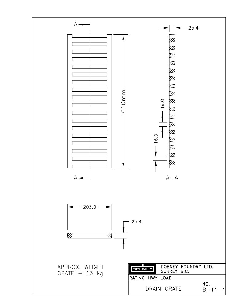 Technical drawing: Grate