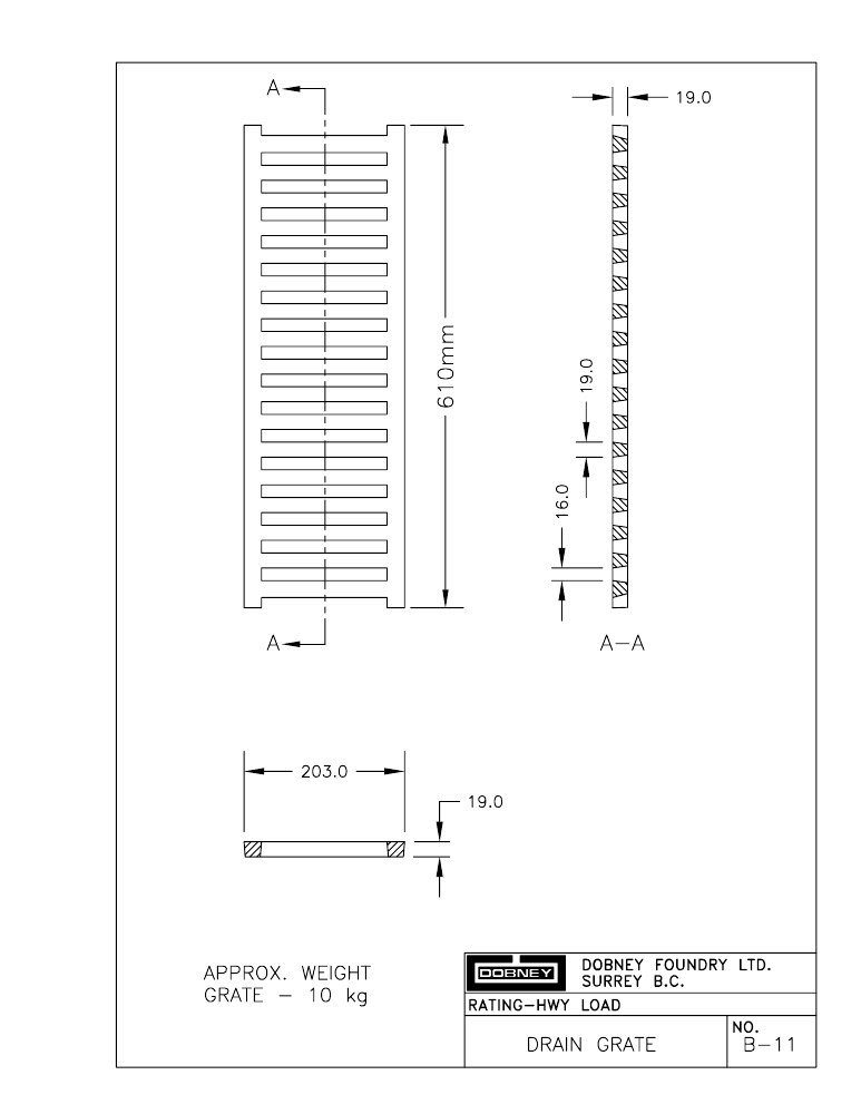 Technical drawing: Grate