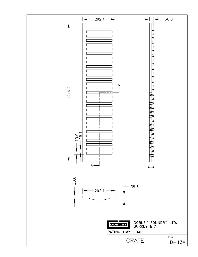 Technical drawing: Grate