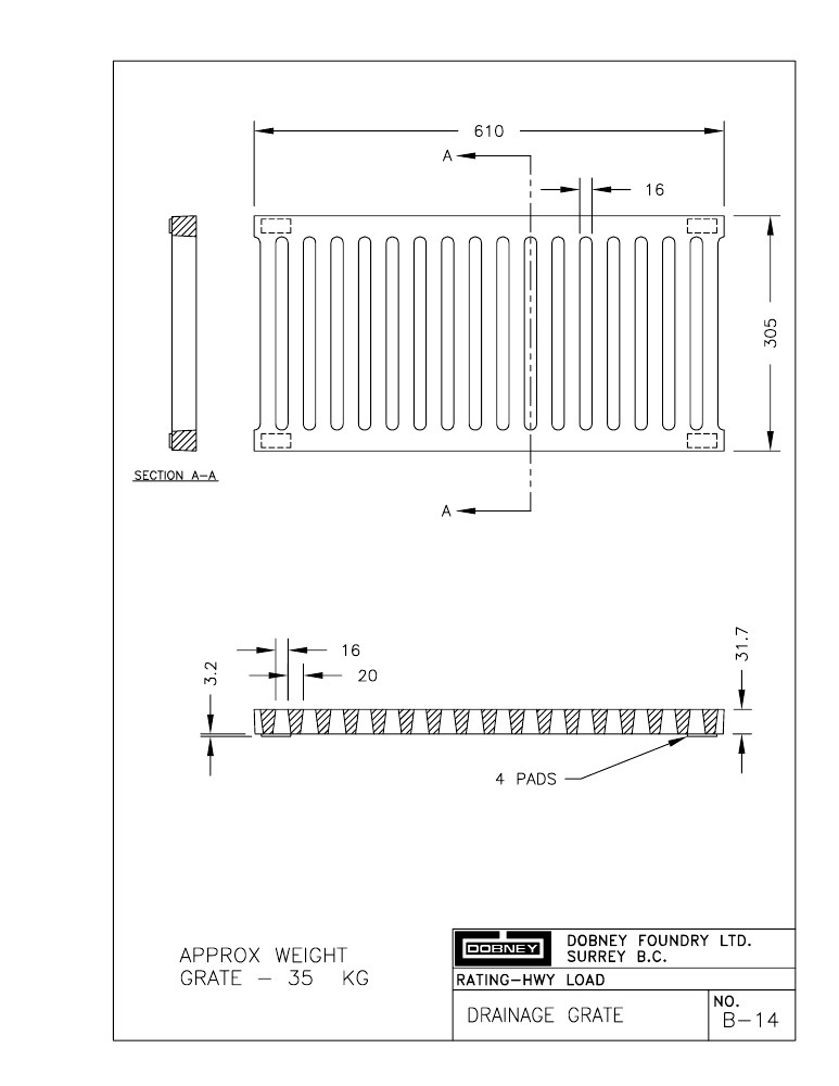 Technical drawing: Grate