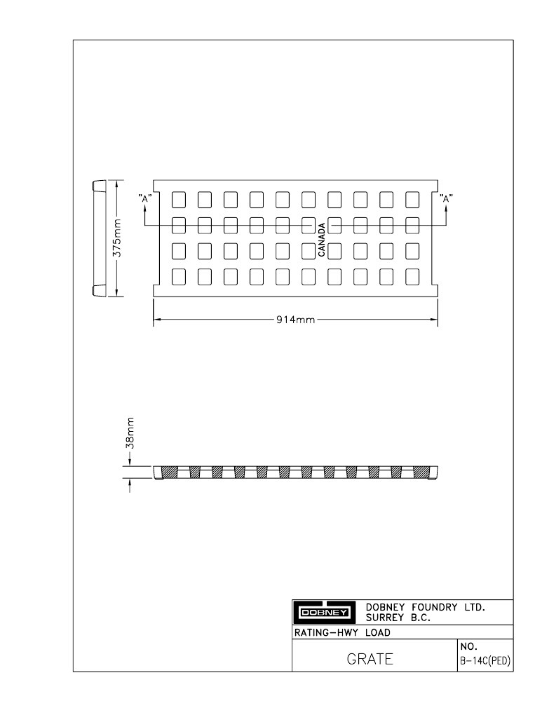 Technical drawing: Grate