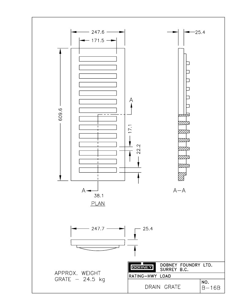 Technical drawing: Grate