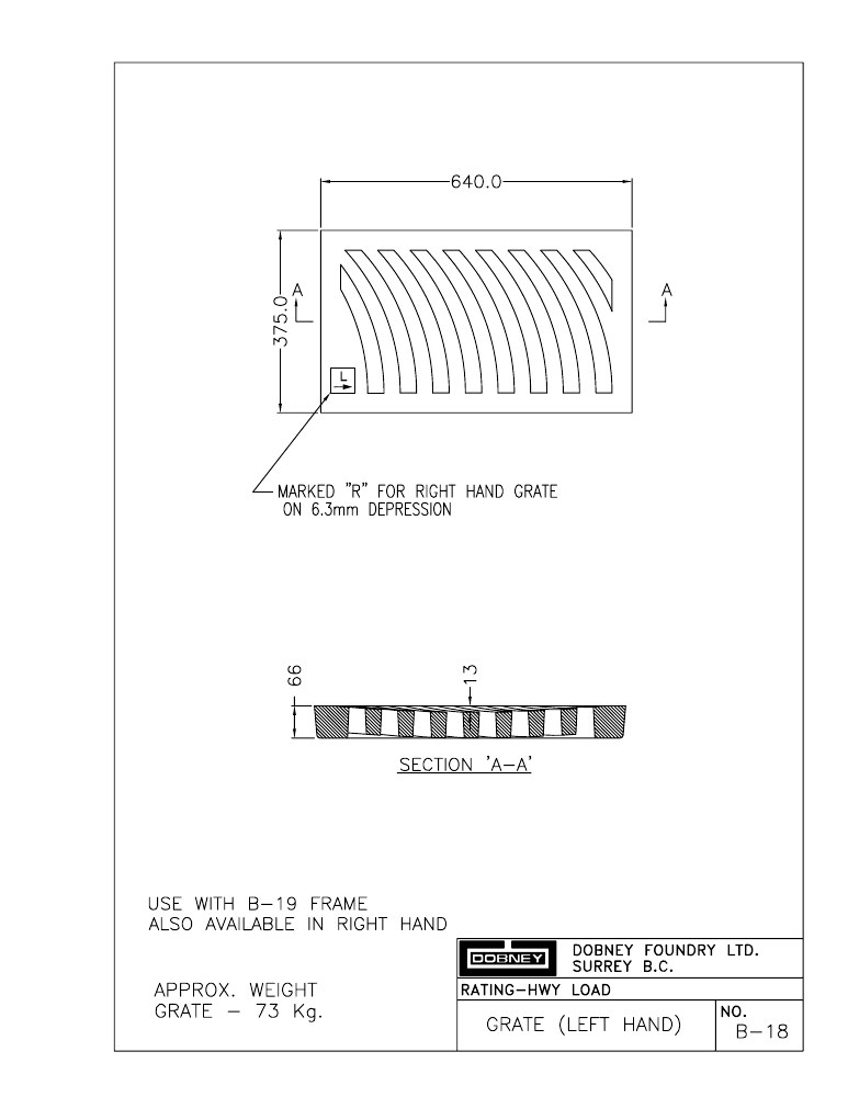 Technical drawing: Grate LH