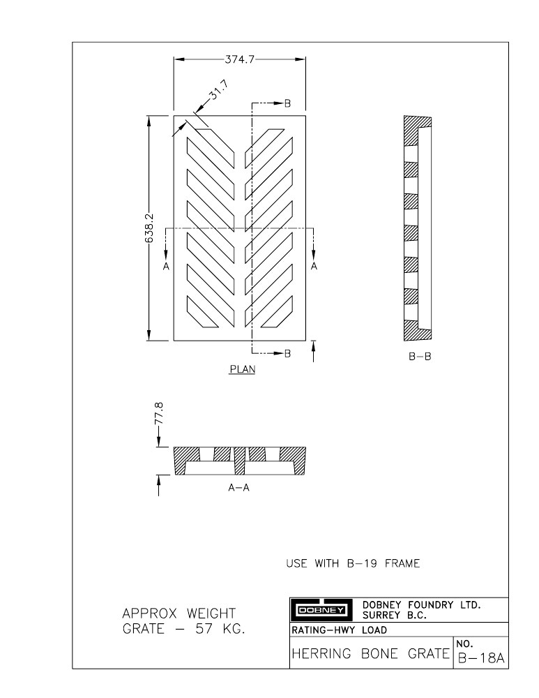 Technical drawing: HB Grate