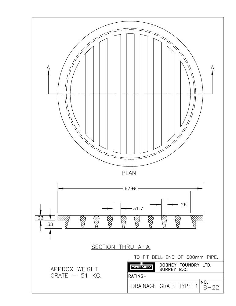 Technical drawing: Grate