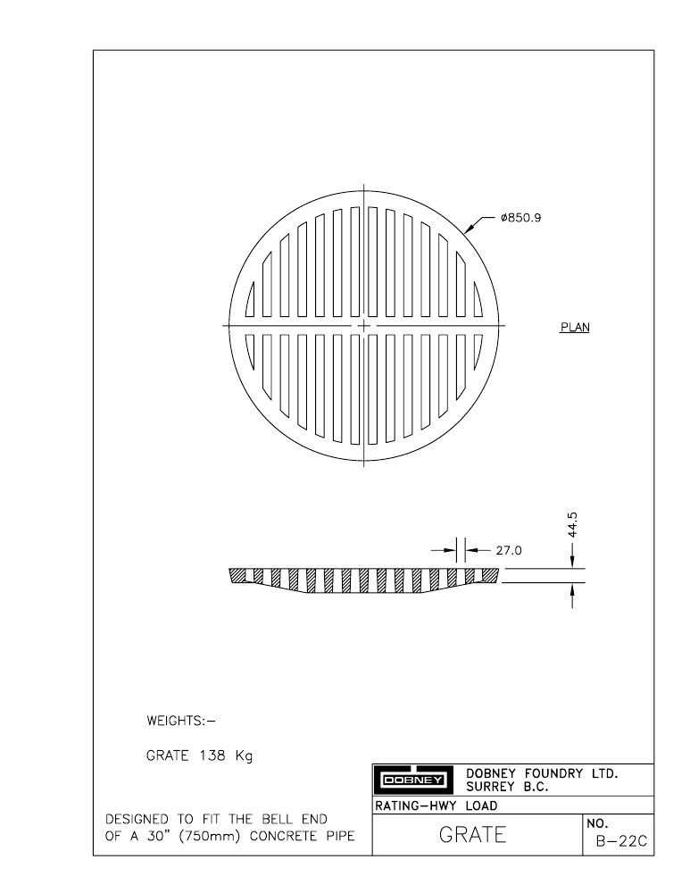 Technical drawing: Grate