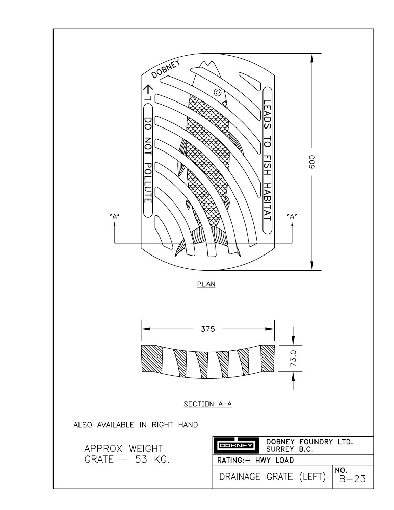 Technical drawing: LH Grate