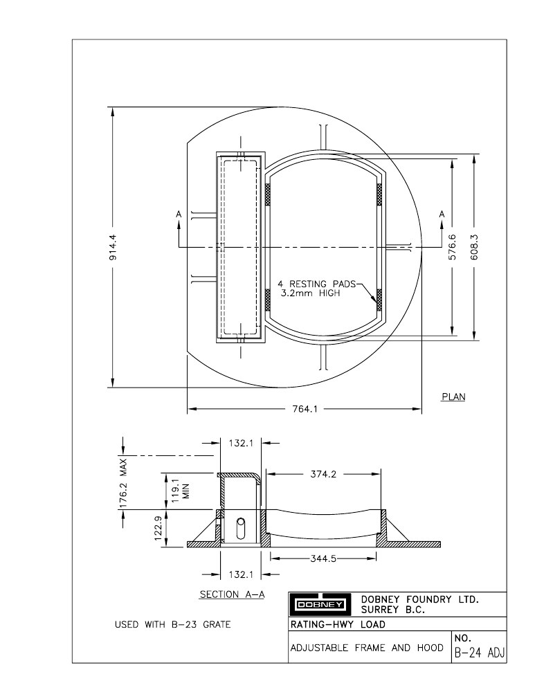 Technical drawing: Adjustable Frame