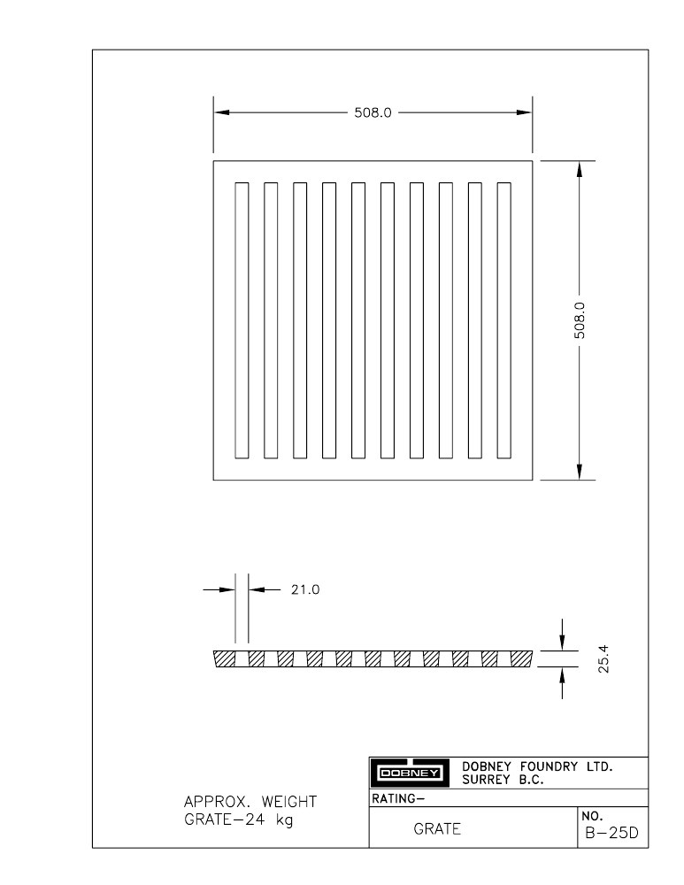 Technical drawing: Grate