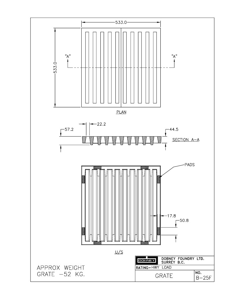 Technical drawing: Grate