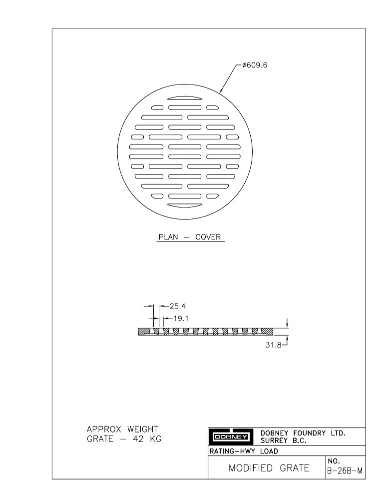 Technical drawing: Modified Grate