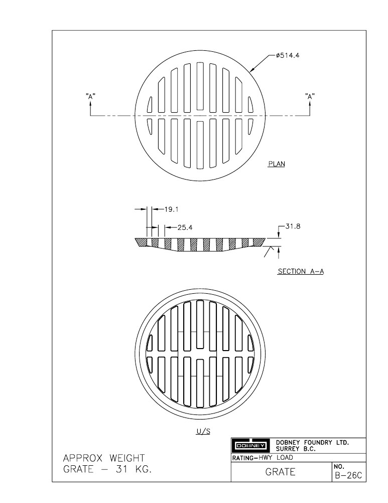 Technical drawing: Grate