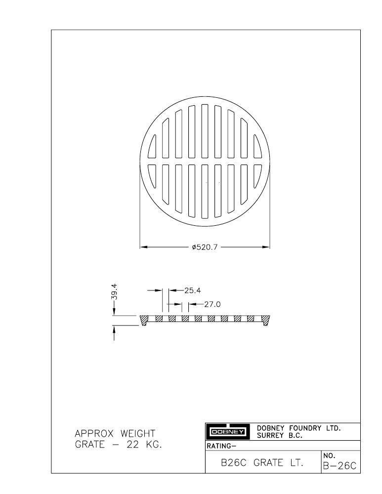 Technical drawing: Grate