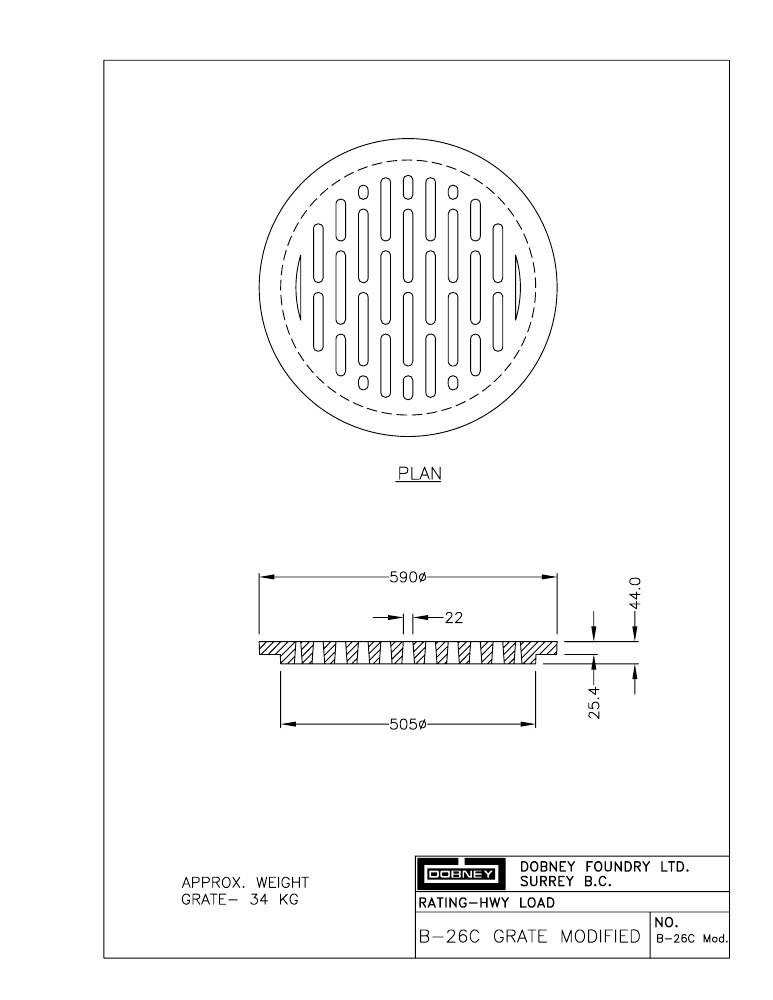 Technical drawing: Modified Grate