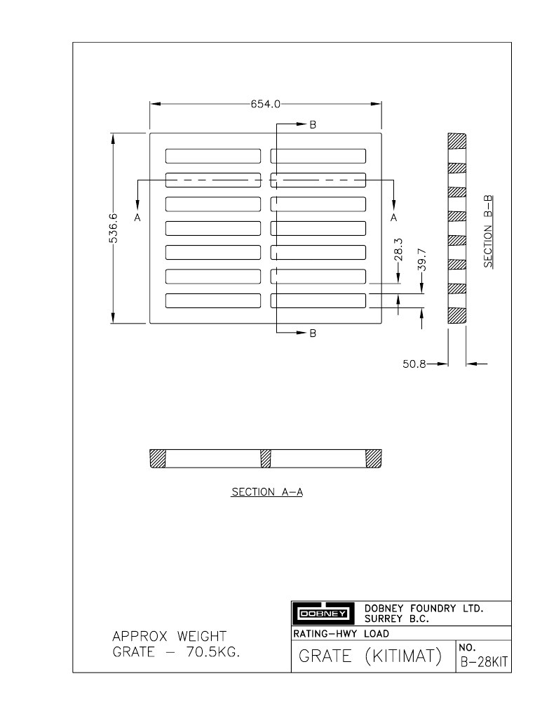 Technical drawing: (Kitimat) Grate