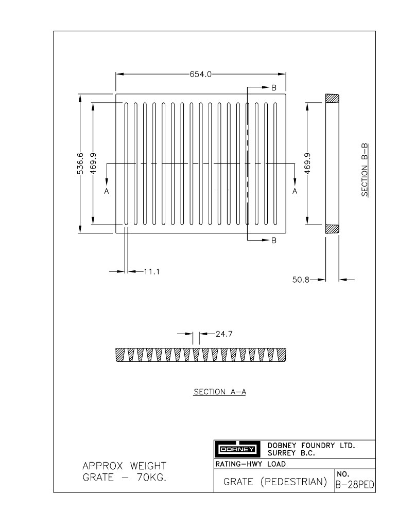 Technical drawing: Pedestrian Grate