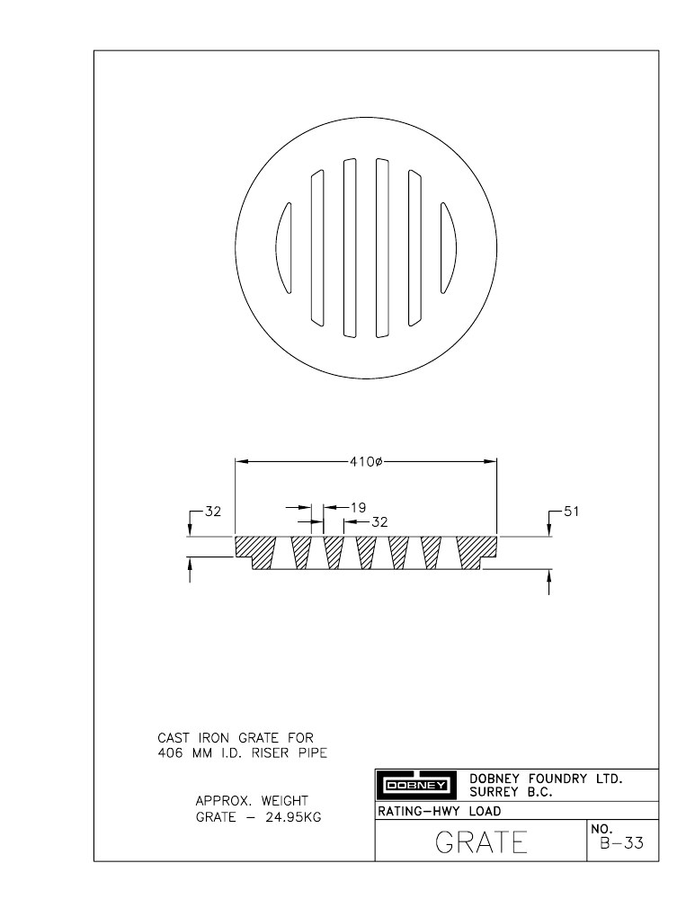 Technical drawing: Grate