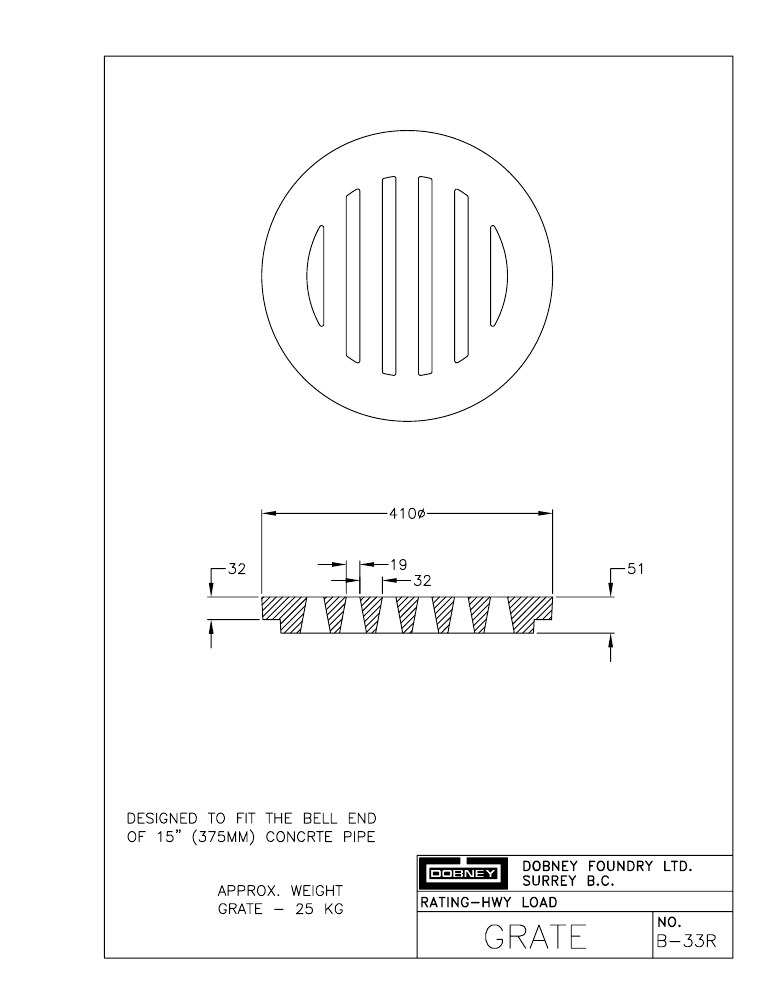 Technical drawing: Grate