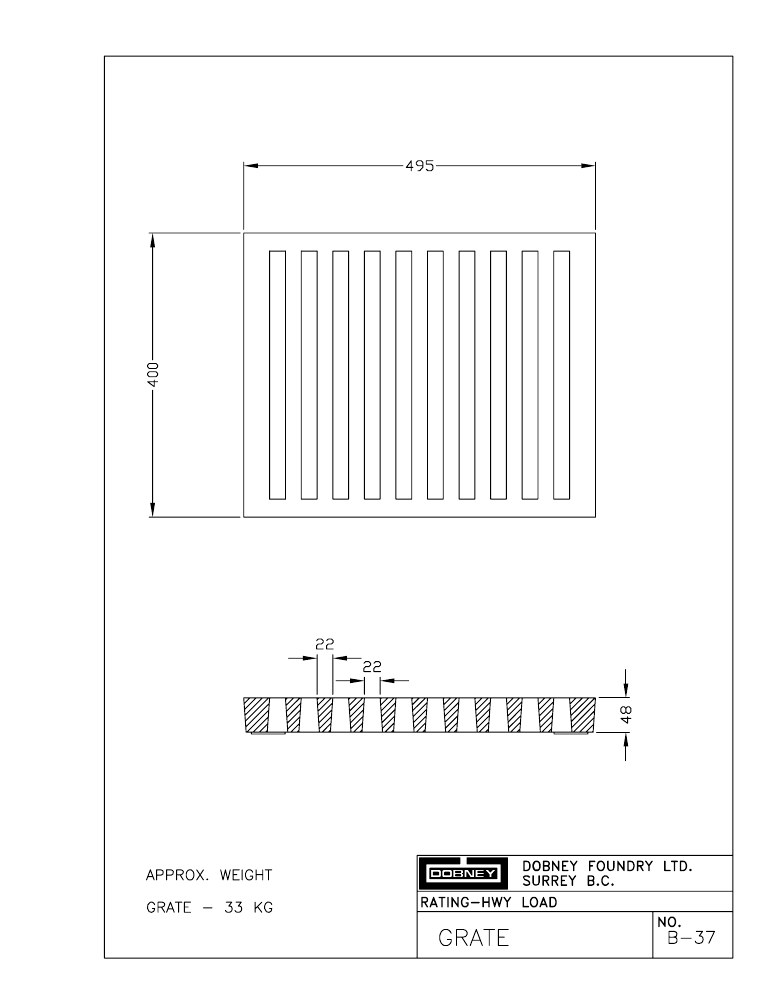 Technical drawing: Grate
