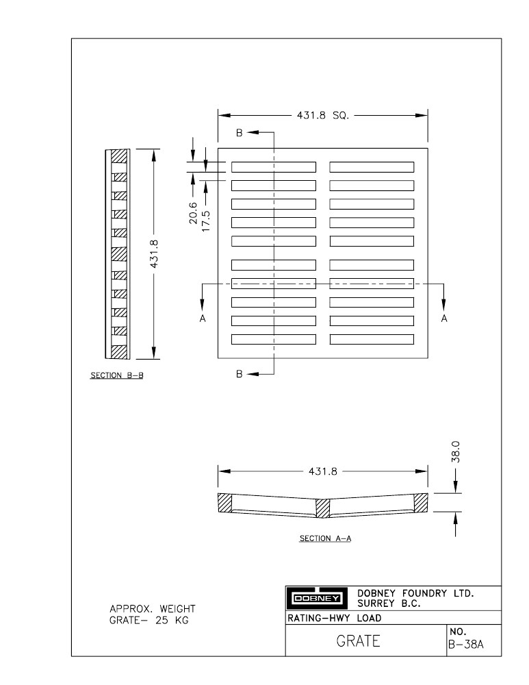 Technical drawing: Grate
