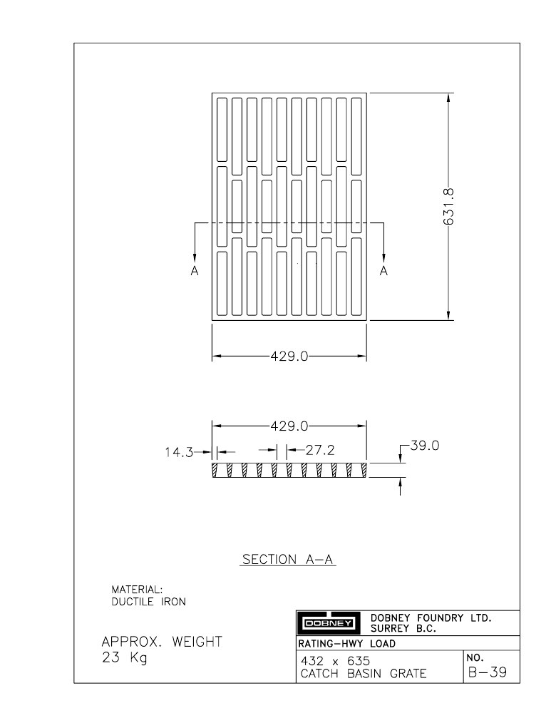 Technical drawing: Grate