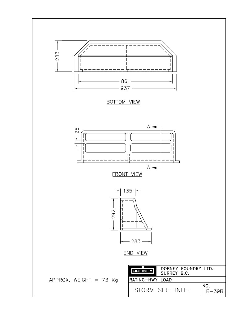 Technical drawing: Side Inlet Hood