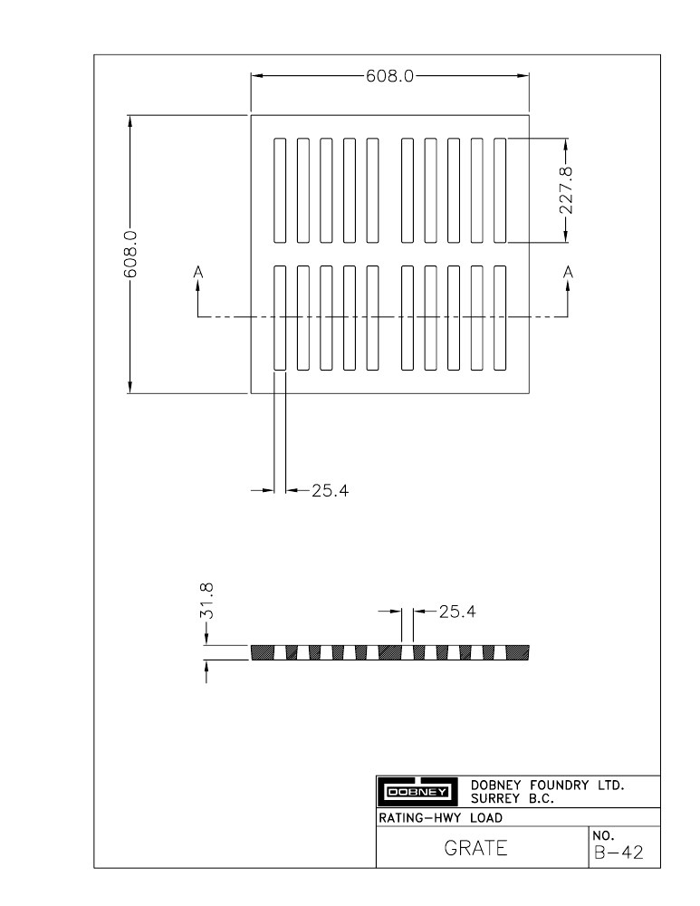 Technical drawing: Grate