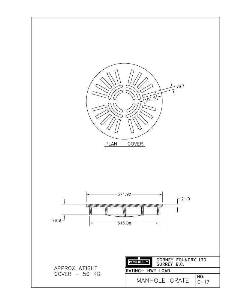 Technical drawing: Manhole Grate