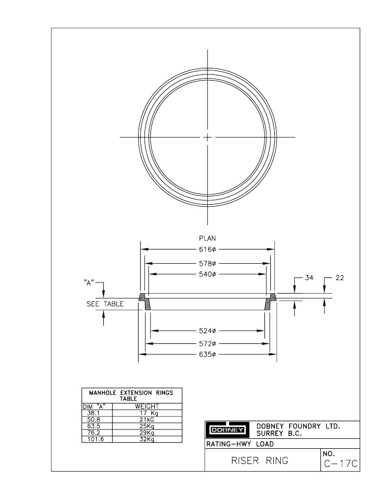 Technical drawing: Riser Rings
