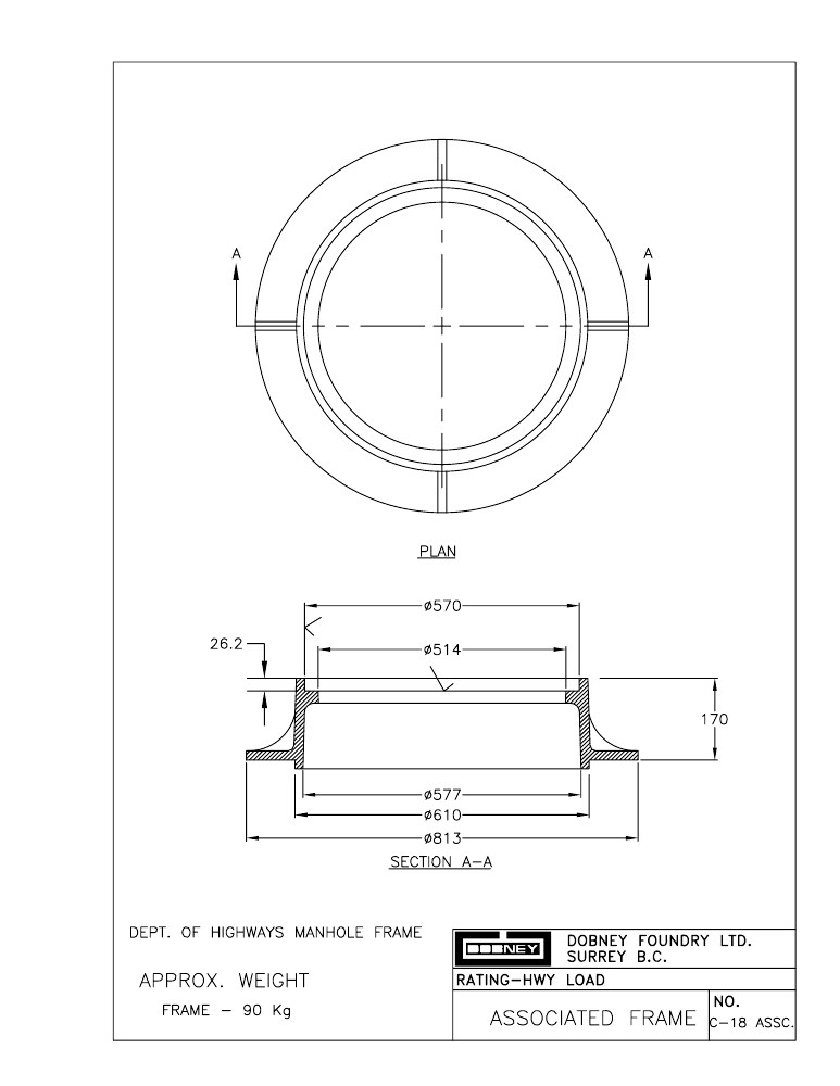 Technical drawing: Associated Frame