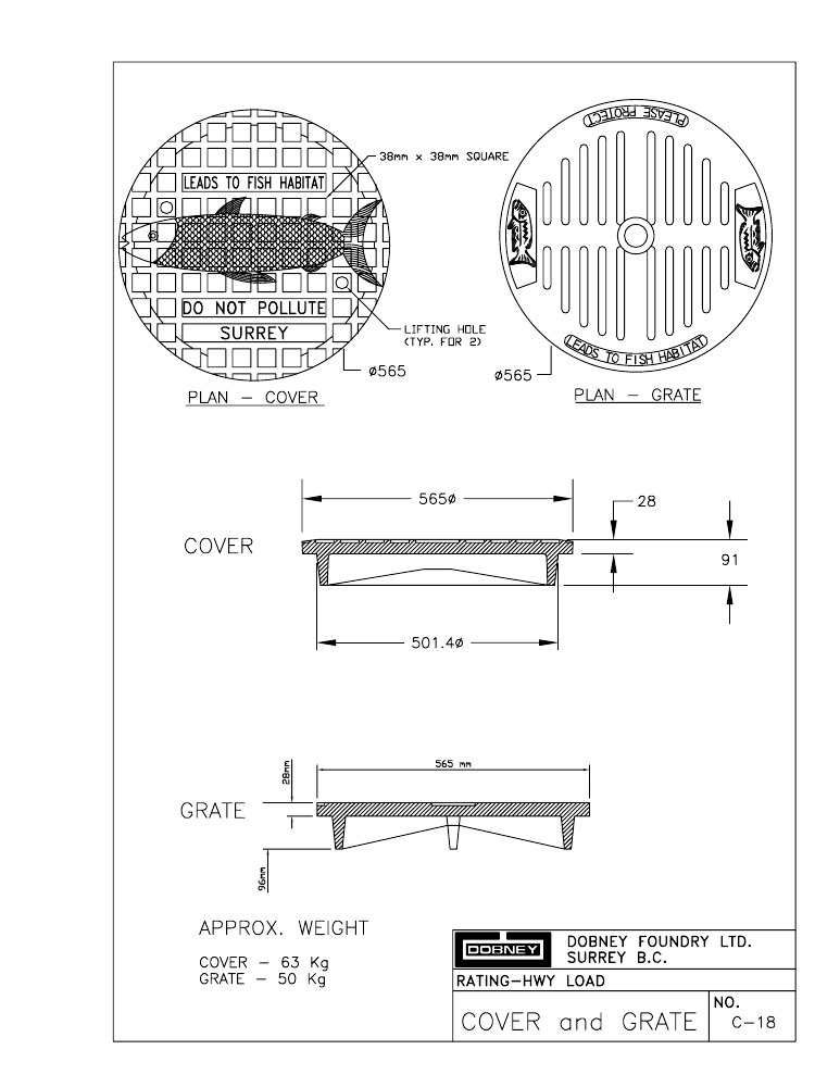 Technical drawing: Cover and Grate