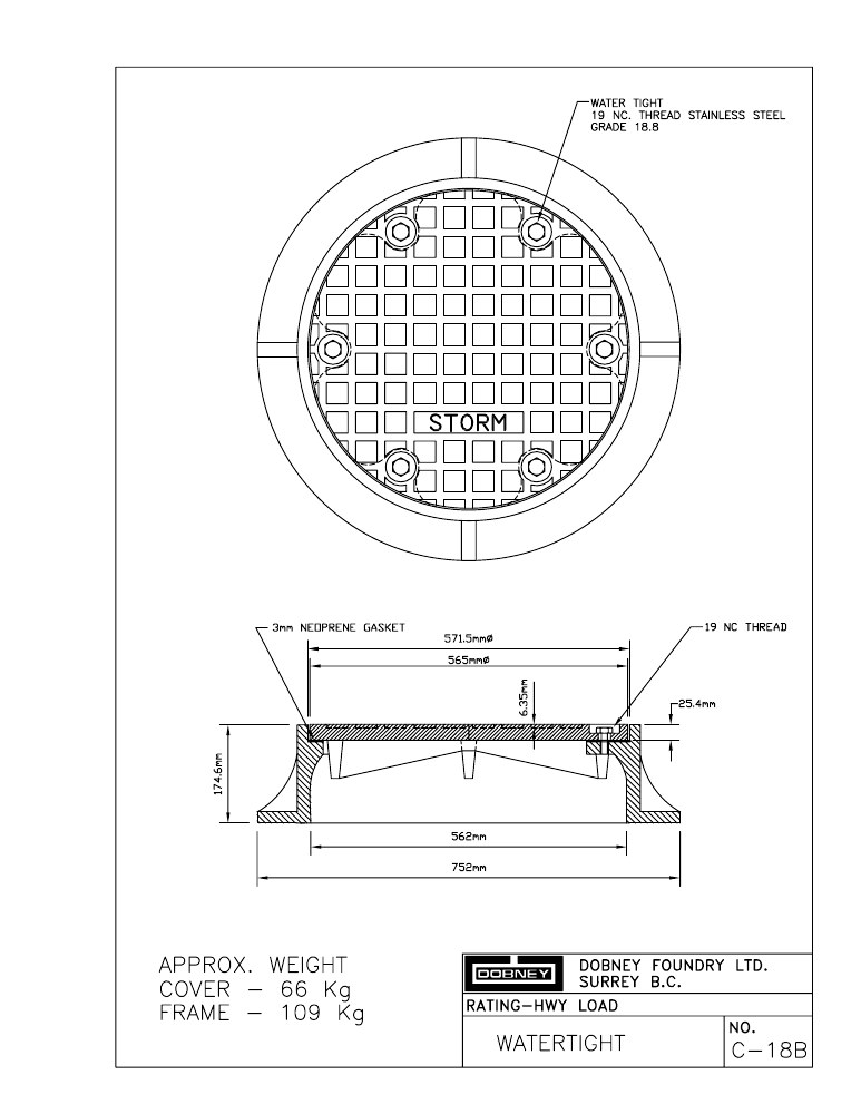 Technical drawing: Water Tight Set