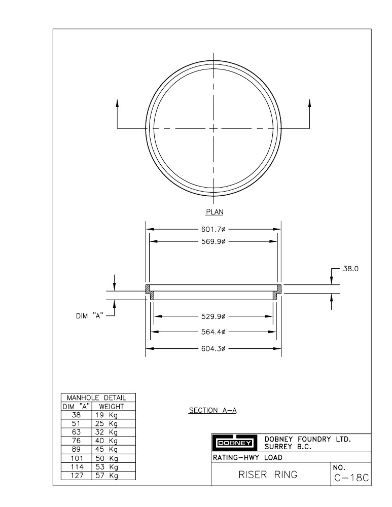 Technical drawing: Riser Rings