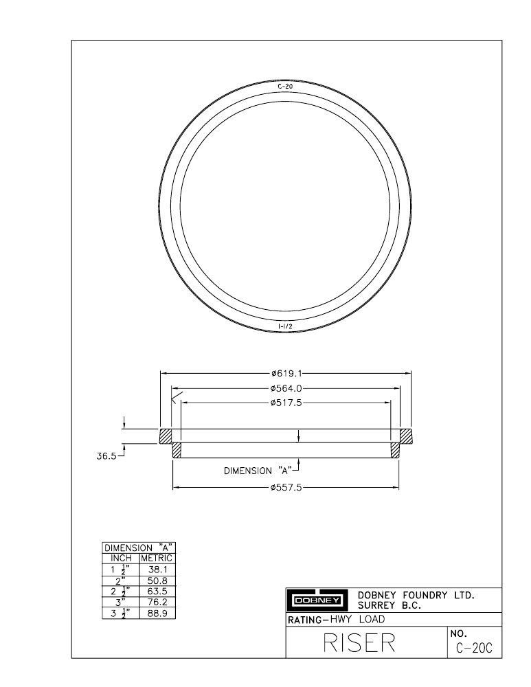 Technical drawing: Riser Rings
