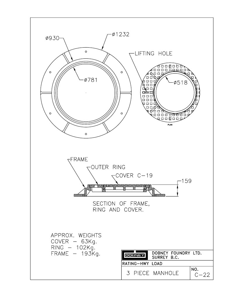 Technical drawing: Frame Ring and Cover
