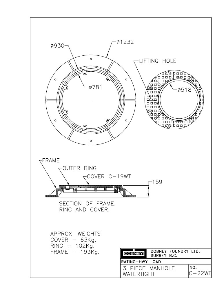 Technical drawing: Water Tight